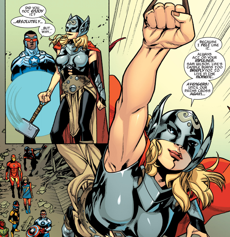 Illustration for article titled The Real Reason Behind This Week's Thor/Captain America Kiss Is Actually Quite Sad